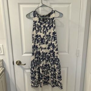 BCBGMAZAZRIA ivory and blue dress